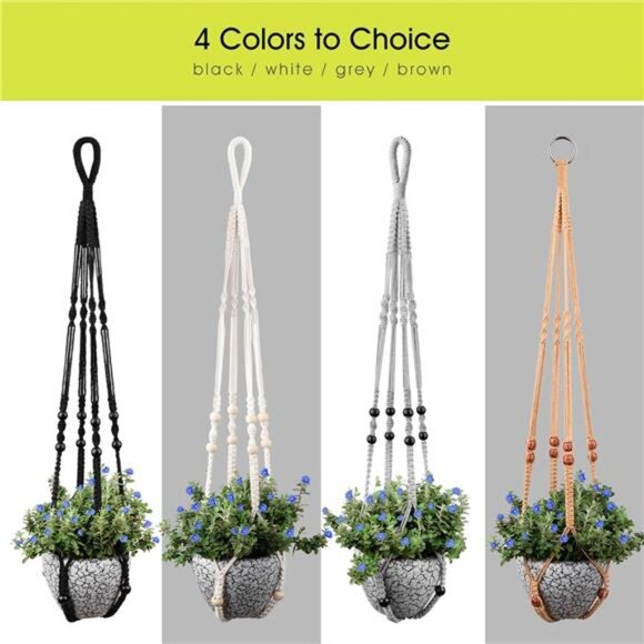 Macrame Plant Hanger for 5 to 10 Inch Plant Pots, 35 Inch Woven Rope Hanger Kits - Picture 6 of 7
